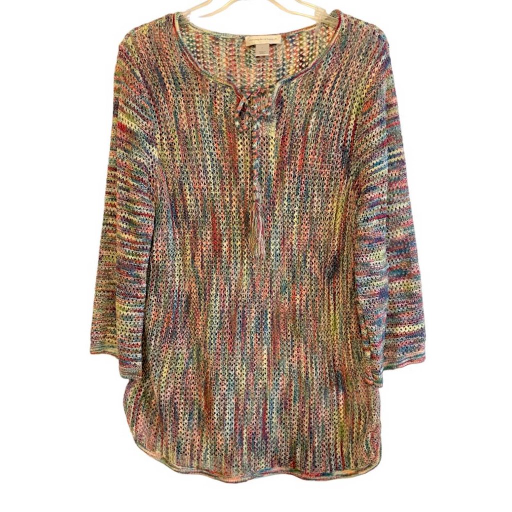 Christopher & Bank Crochet/Knit Tie Top Large(818)